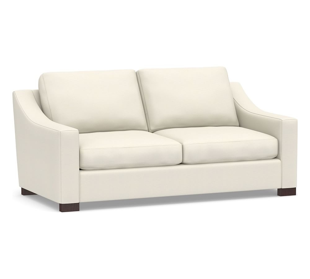 Turner Slope Arm Upholstered Loveseat, Down Blend Wrapped Cushions, Textured Twill Ivory - Image 0