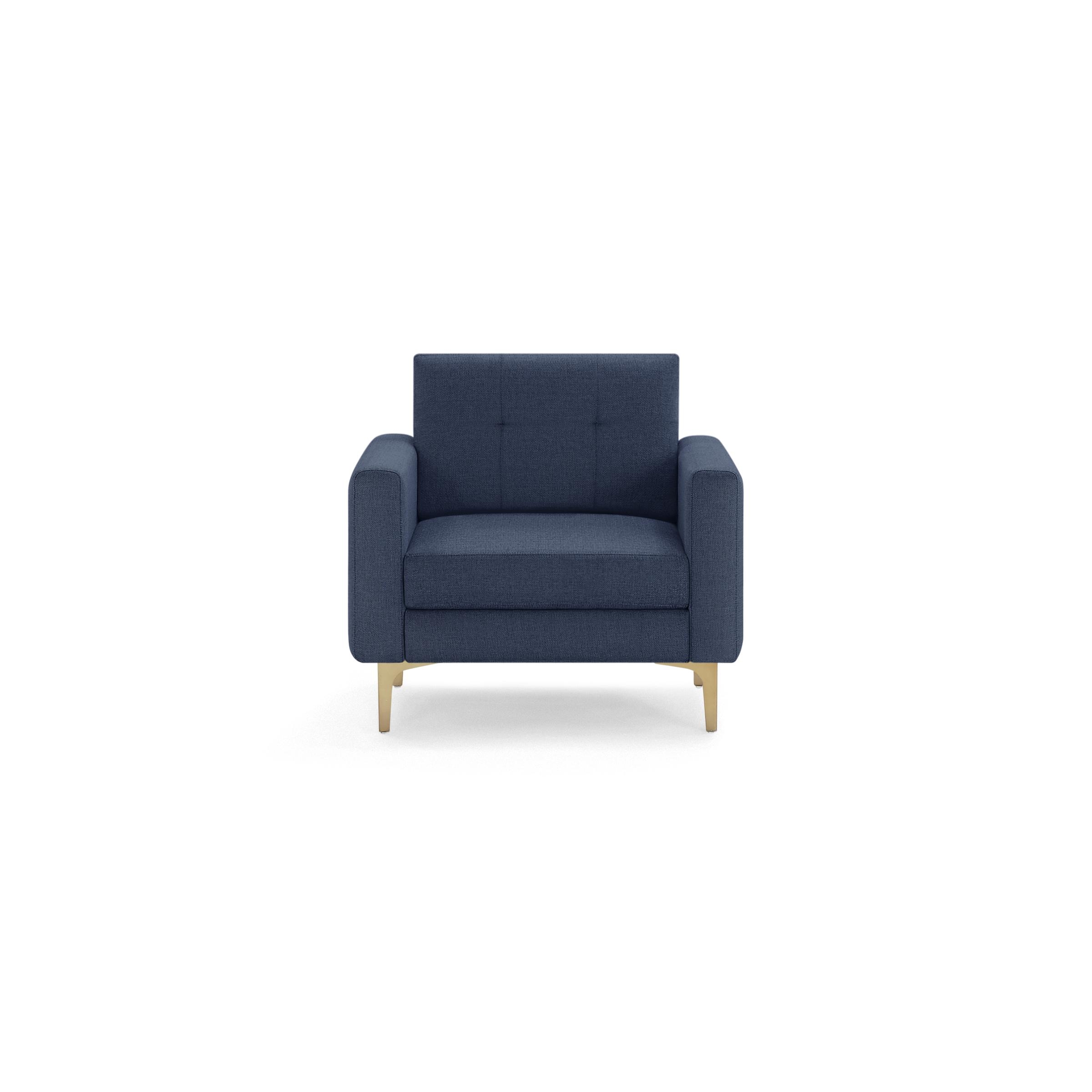Nomad Armchair in Navy Blue, Brass Legs - Image 0