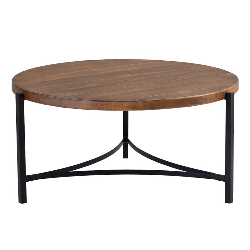 Rustic Round Coffee Table, 35.4" - Image 1