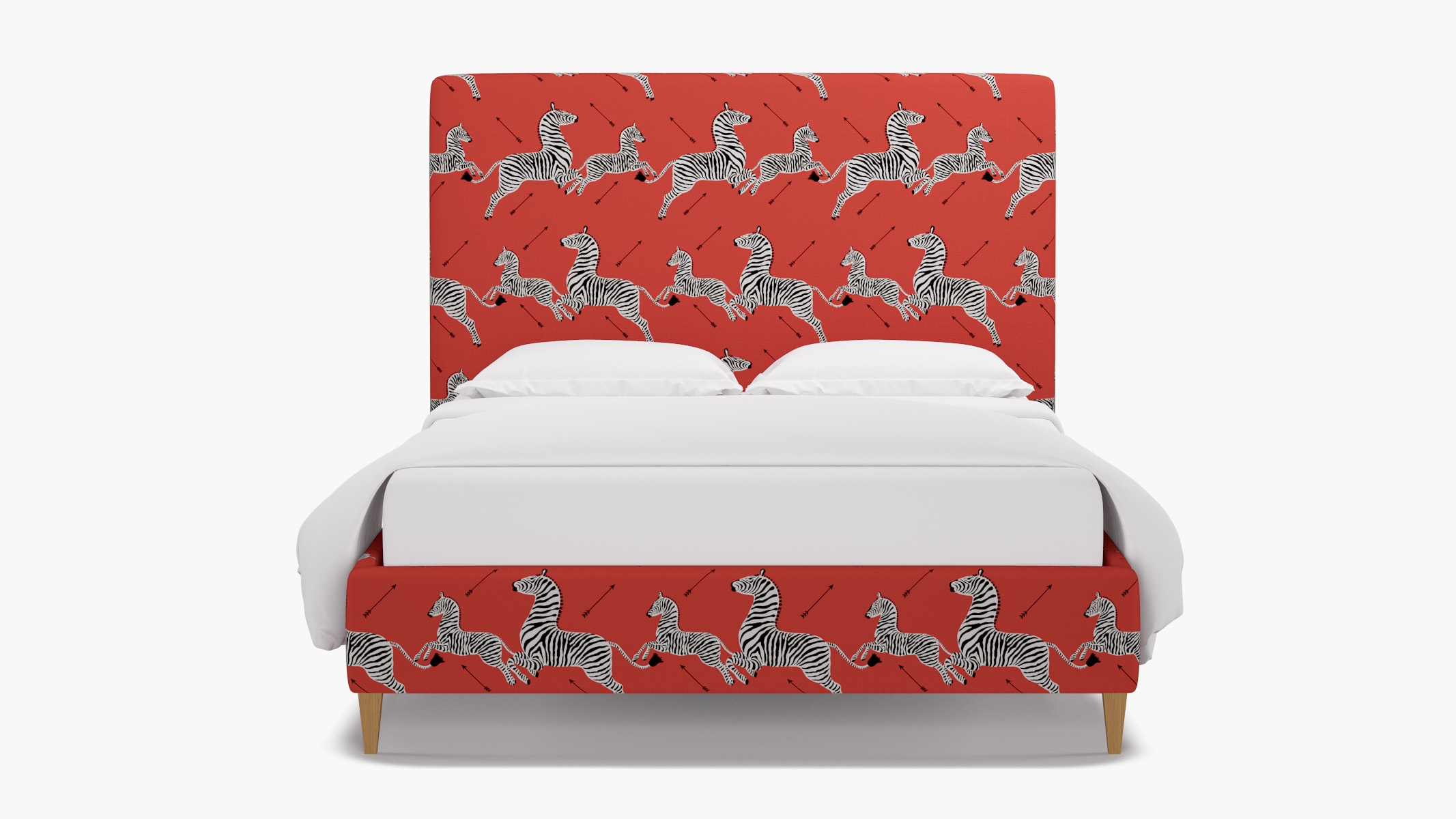 Classic Bed, Coral Zebra, Natural Square Tapered Leg, Twin - Image 0