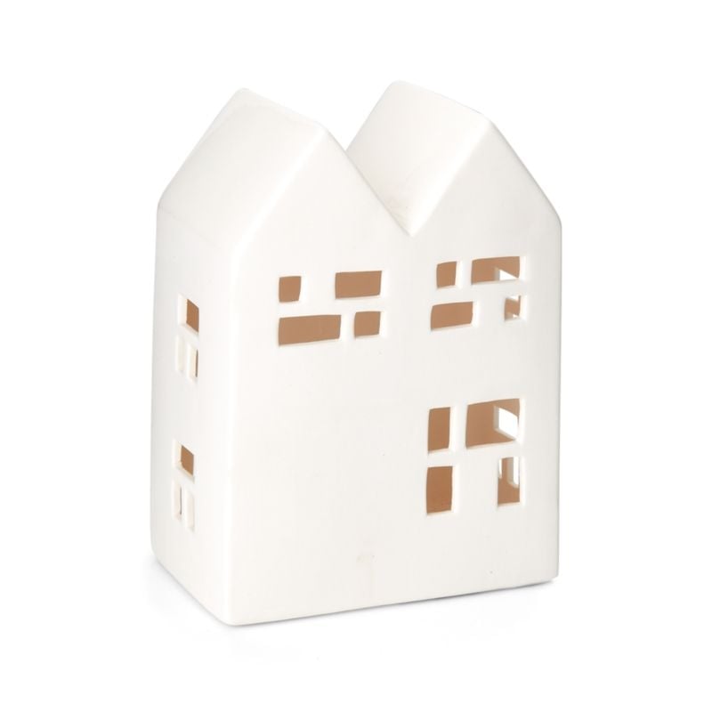 White Ceramic Houses, Set of 5 - Image 3