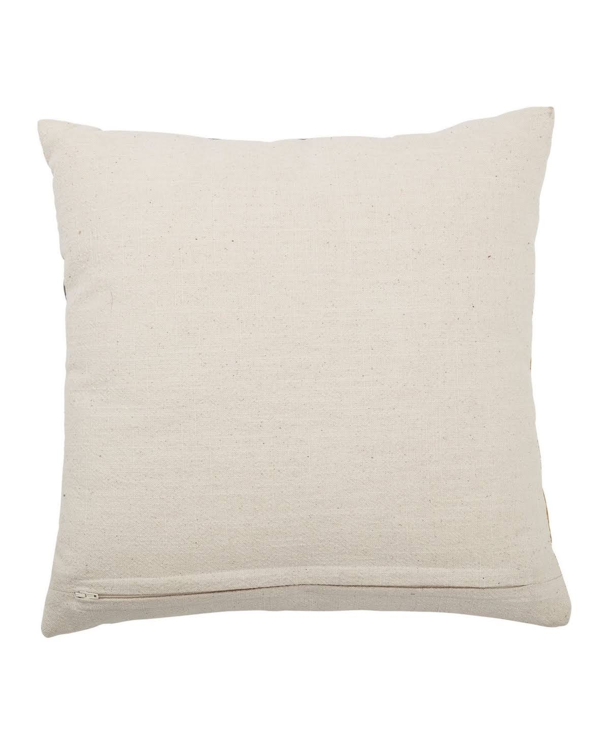 Geometric Printed Cotton Pillow, Mustard & Blue, 16" x 16" - Image 1