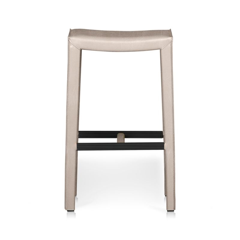 Folio Sand Top-Grain Leather Backless Bar Stool - Image 2