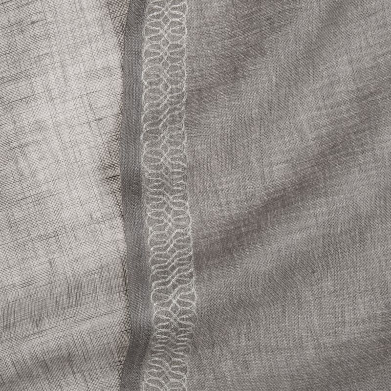 Linen Sheer Bordered Grey Curtain Panel, 52"x96" - Image 4