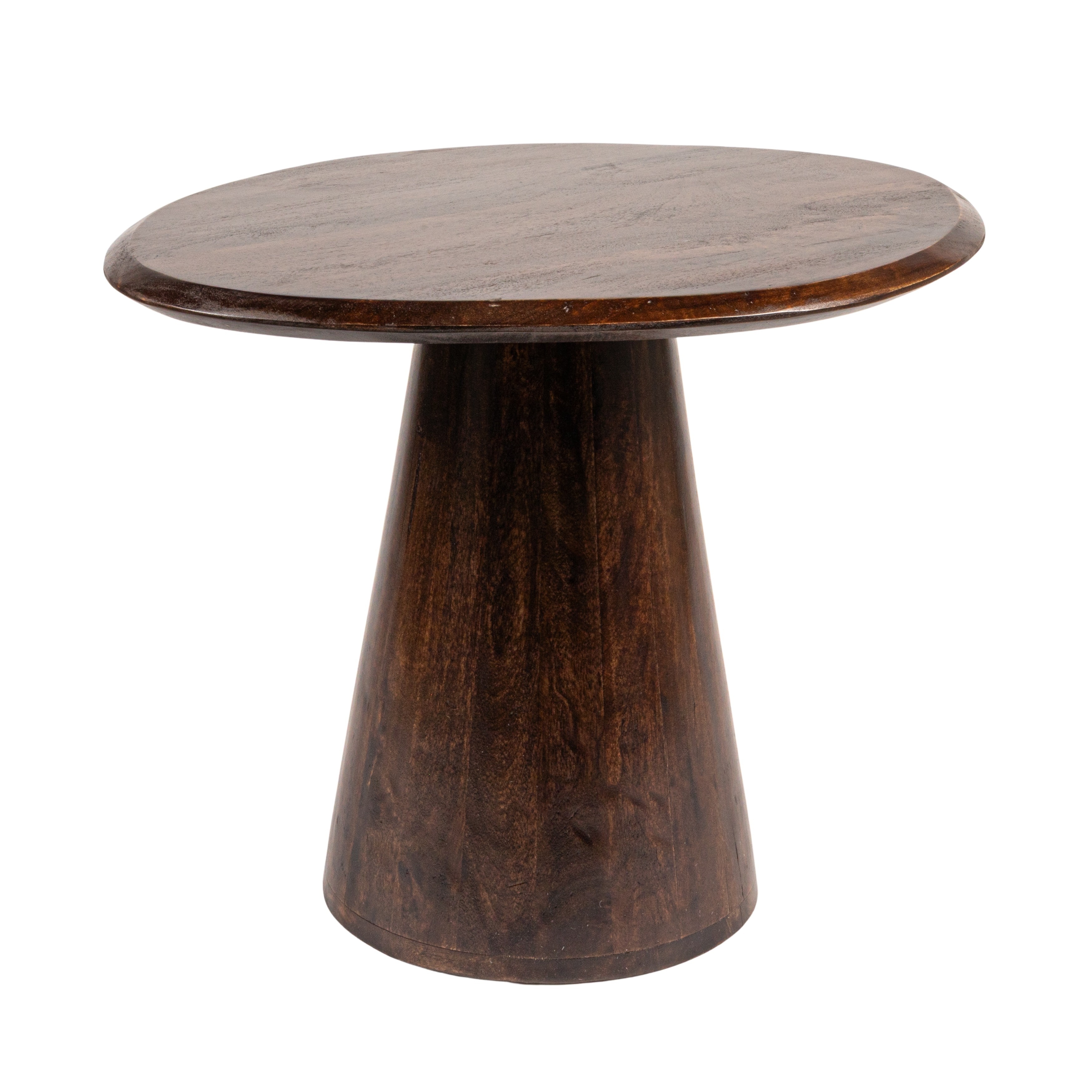 Asymmetrical Organic-Shaped Mango Wood Accent Table with Conical Base - Image 0