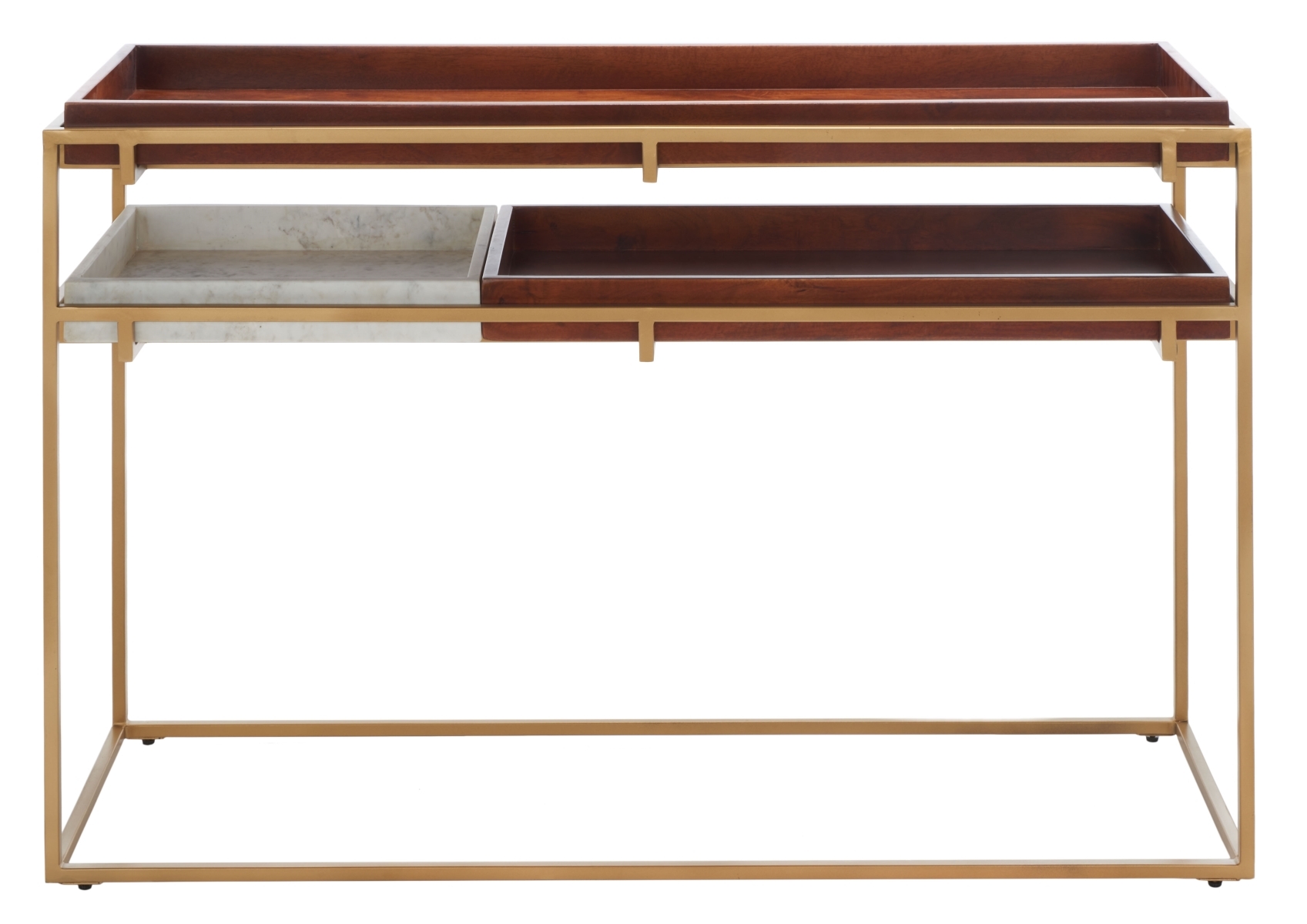 Akari Marble Console Table - Brown / White - Safavieh - Image 0