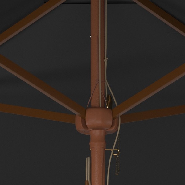 Velop 7.5 Ft Wood Umbrella - Grey - Safavieh - Image 2