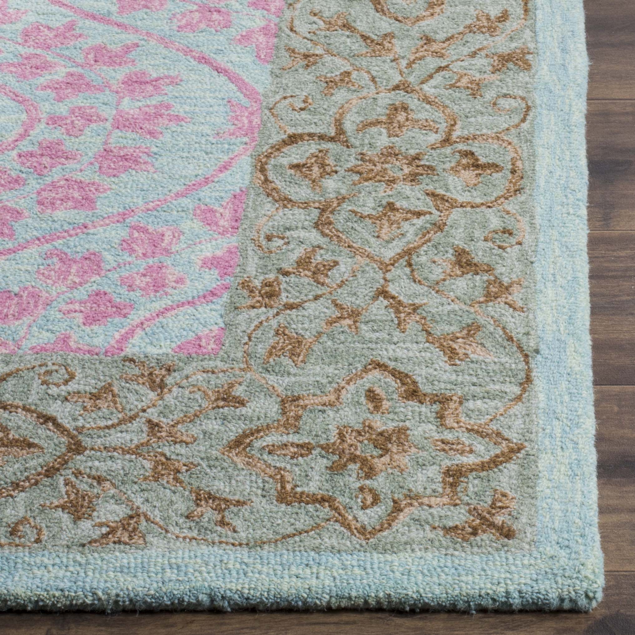 Arlo Home Hand Hooked Area Rug, SZN103A, Taupe/Pink,  5' X 5' Square - Image 1
