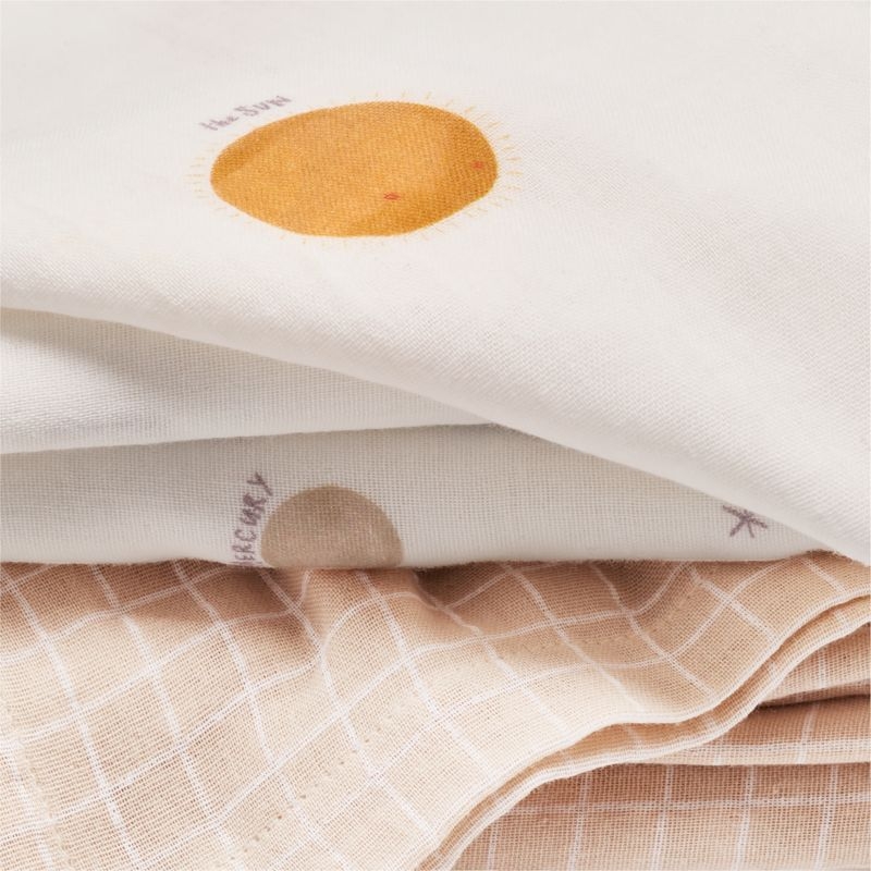 Outer Space Organic Cotton Gauze Baby Swaddle Blankets, Set of 2 - Image 1
