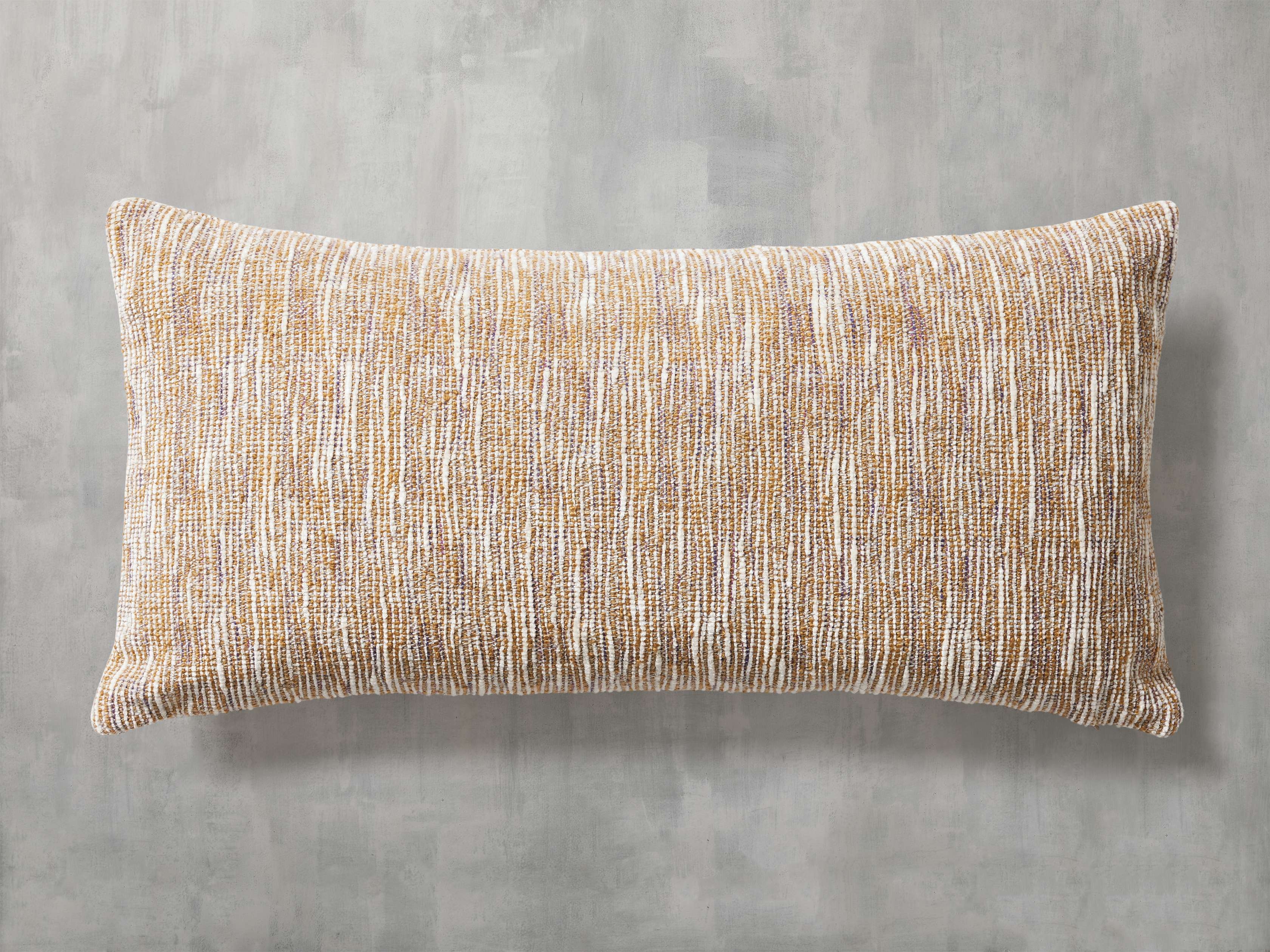 Aubree Chenille Lumbar Pillow in Linen Yellow  Ochre - Image 0