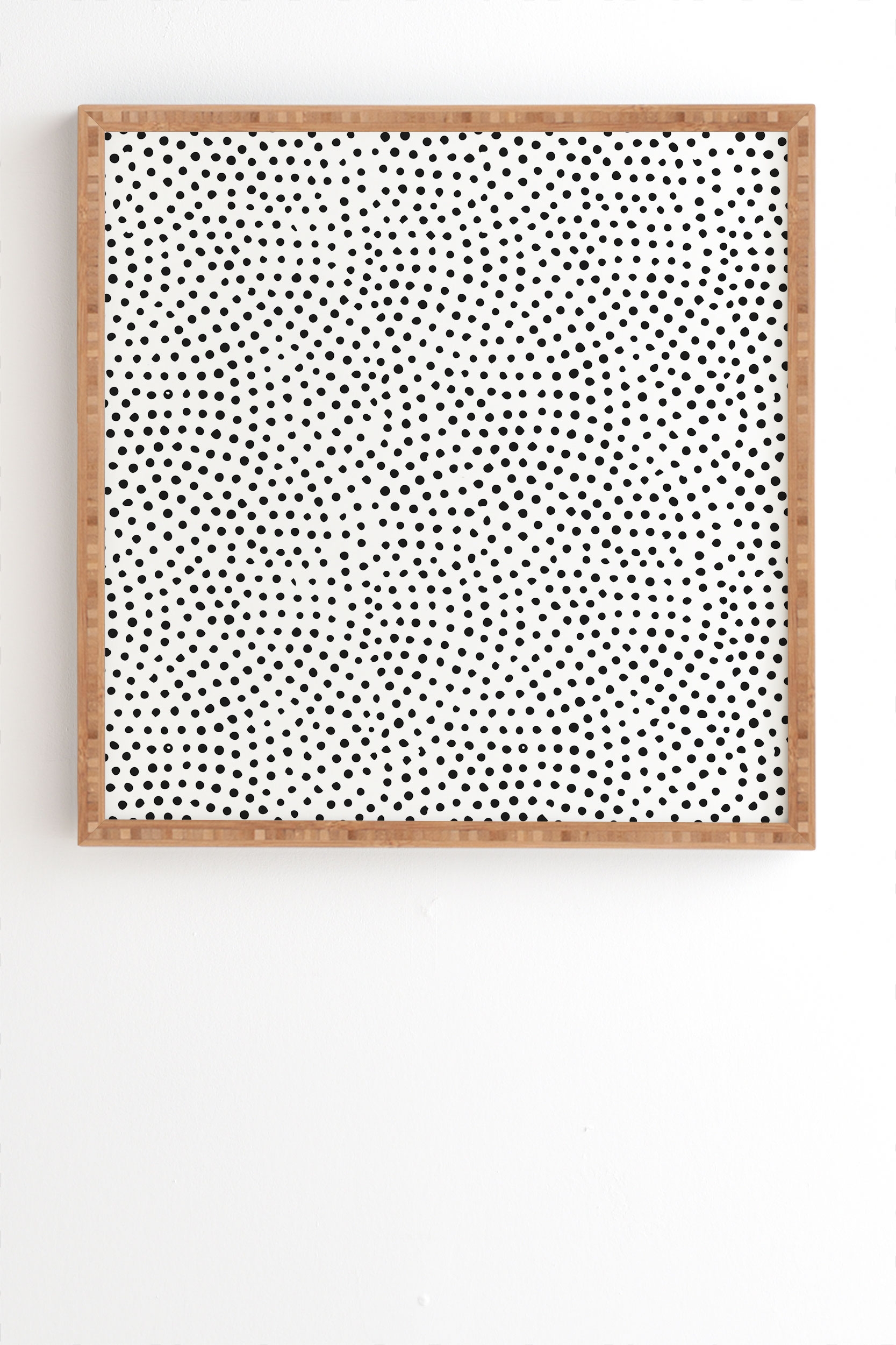 Black Polka Dots by Emanuela Carratoni - Framed Wall Art Bamboo 14" x 16.5" - Image 1