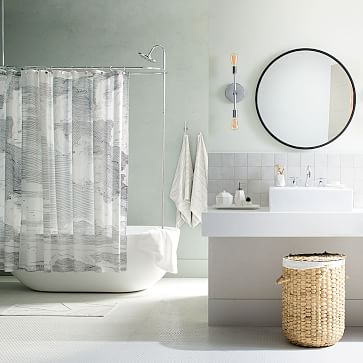 Organic Clouds Shower Curtain, Charcoal, 72"x74" - Image 3