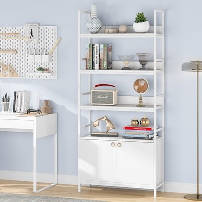 Modern Bookshelf With 4-Tier Shelves,Etagere Bookcase With Door - Image 0