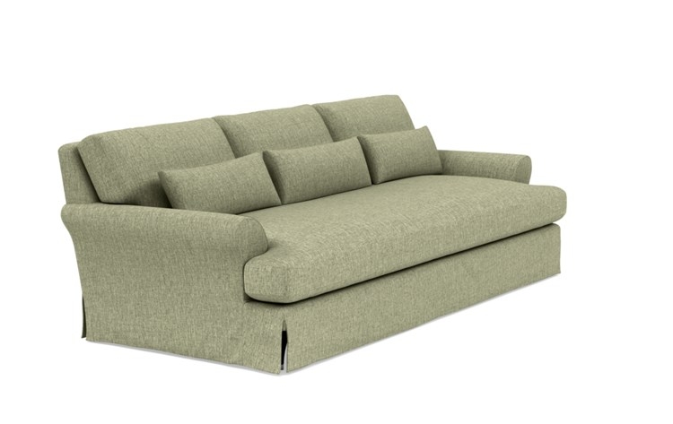 Maxwell Slipcovered Sofa with Green Sprout Fabric and Oiled Walnut with Brass Cap legs - Image 1