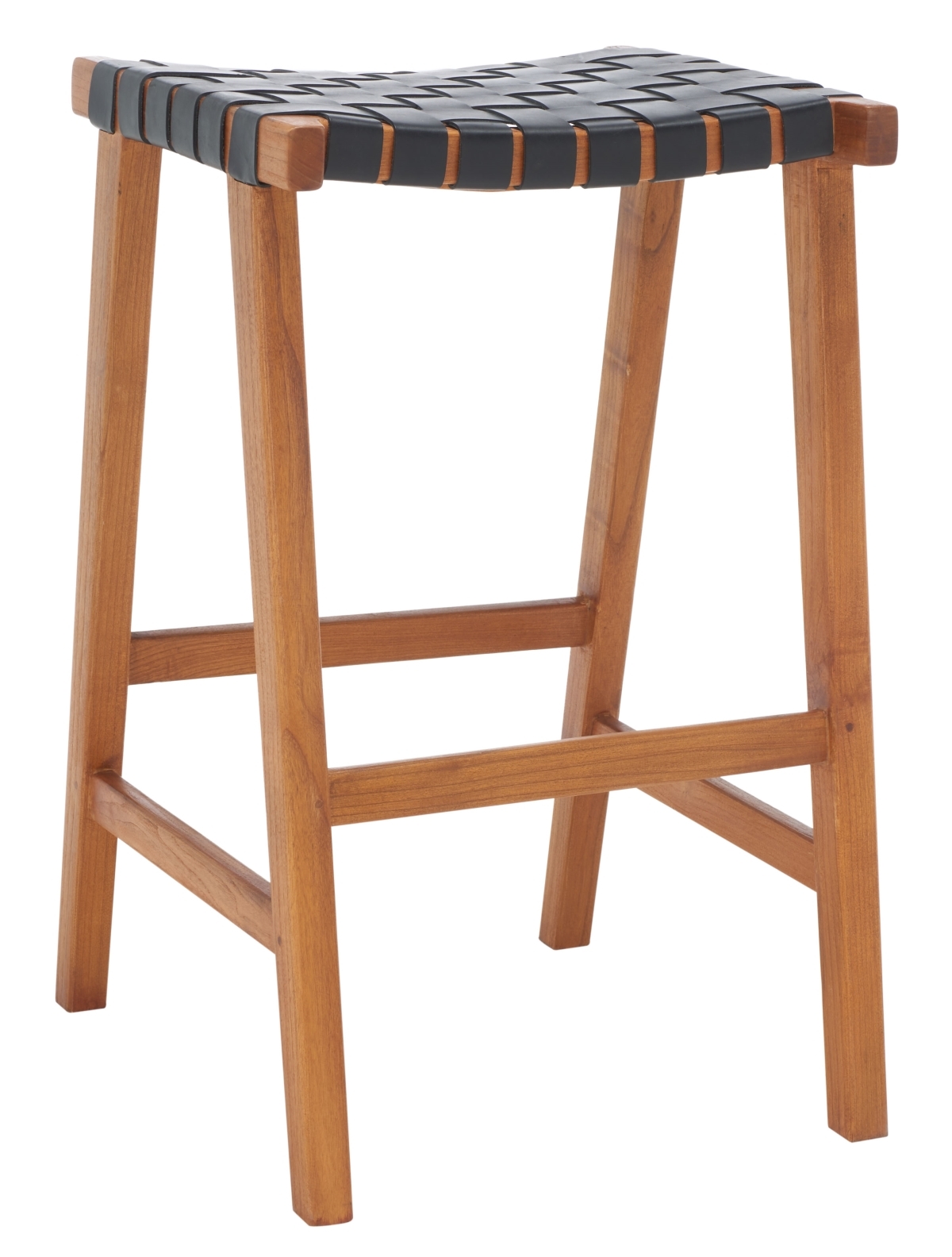 Abreu Rectangle Barstool - Black / Natural - Safavieh - Image 6