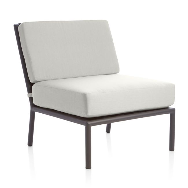 Morocco Graphite Sectional Armless Chair with White Sunbrella ® Cushions - Image 0