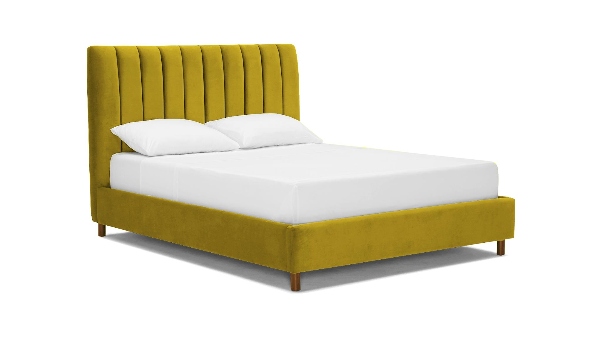 Yellow Lotta Mid Century Modern Bed - Bloke Goldenrod - Mocha - Cal King - Image 1