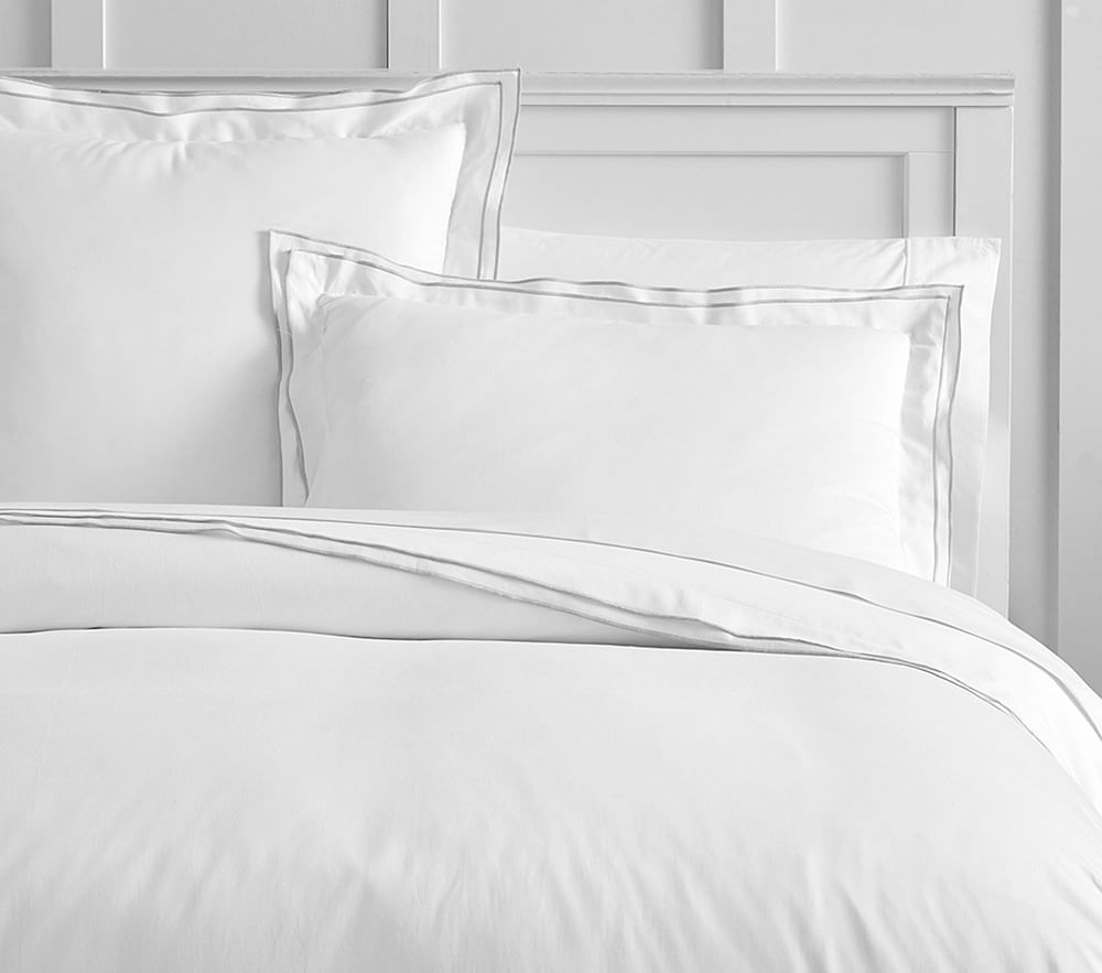 Parker Embroidered Sateen Duvet, Twin/Twin XL, Light Gray - Image 0