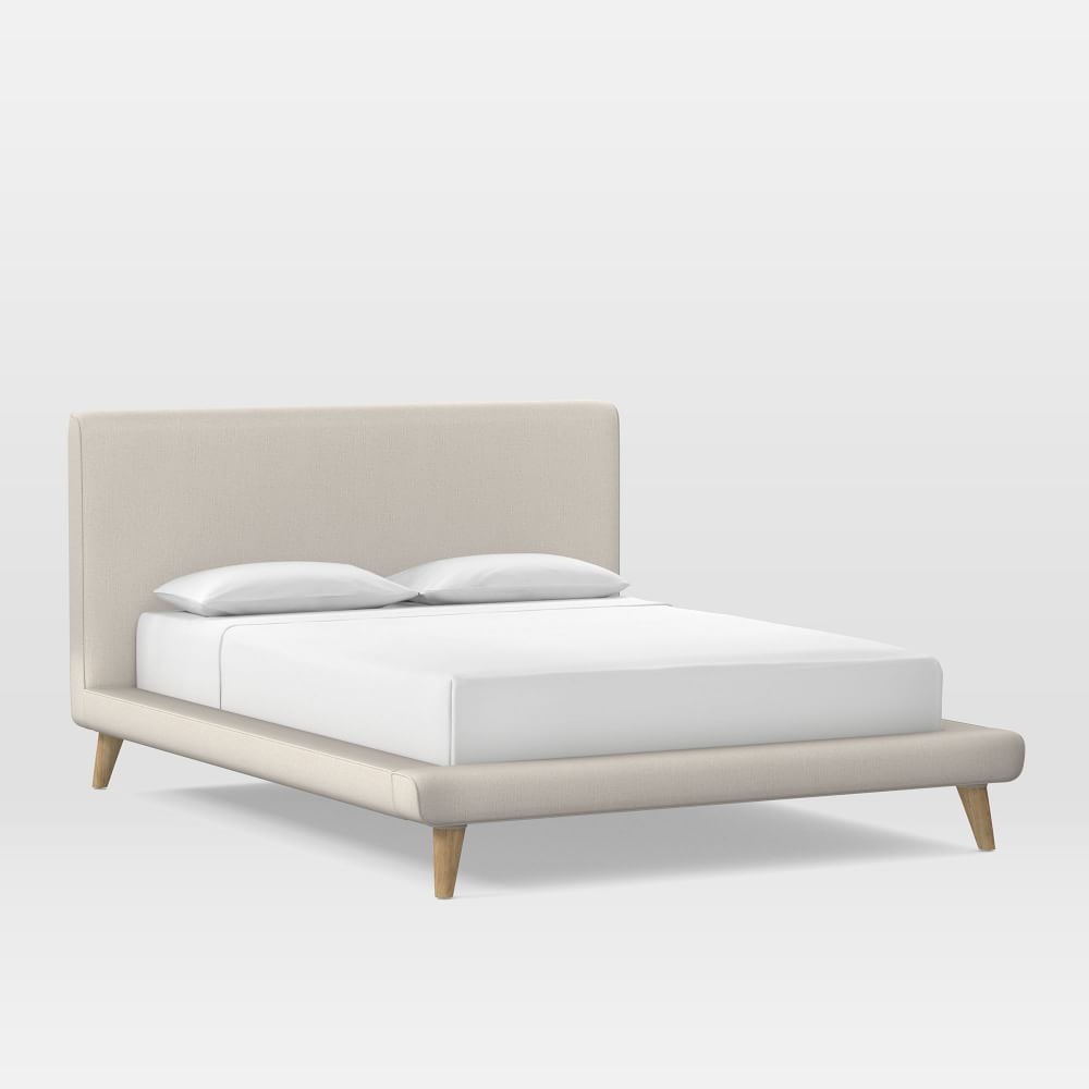 Mod Upholstered Bed, Full, Yarn Dyed Linen, Weave, Alabaster - Image 0