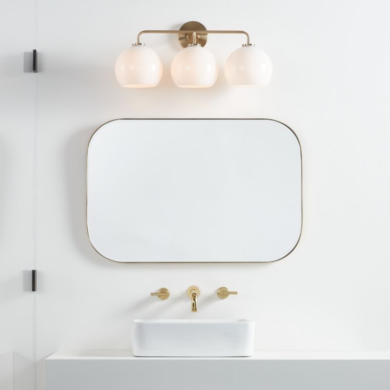 Arren Brass 3-Light Wall Sconce with Milk Round Shades - Image 4