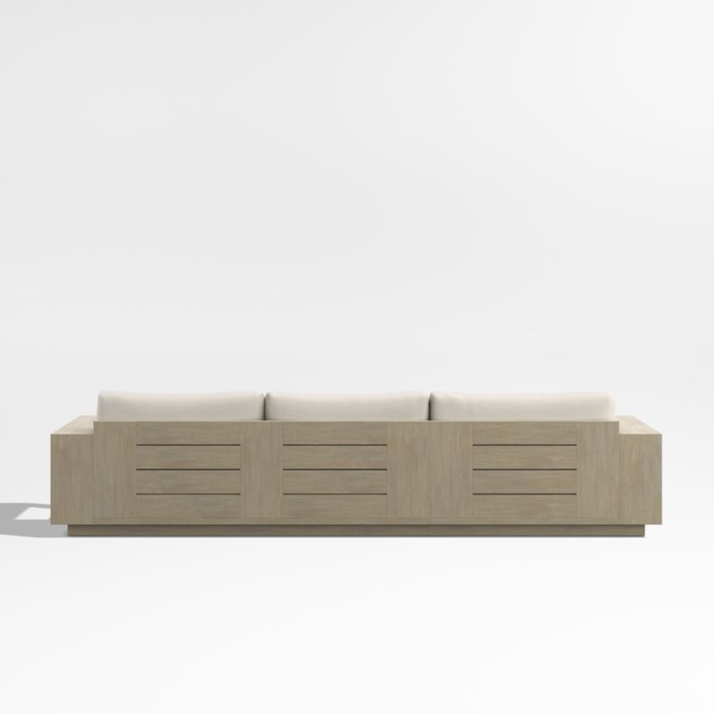 Mallorca Wood 2-Piece Left-Arm Chaise Outdoor Sectional Sofa with Ivory Cushions - Image 3