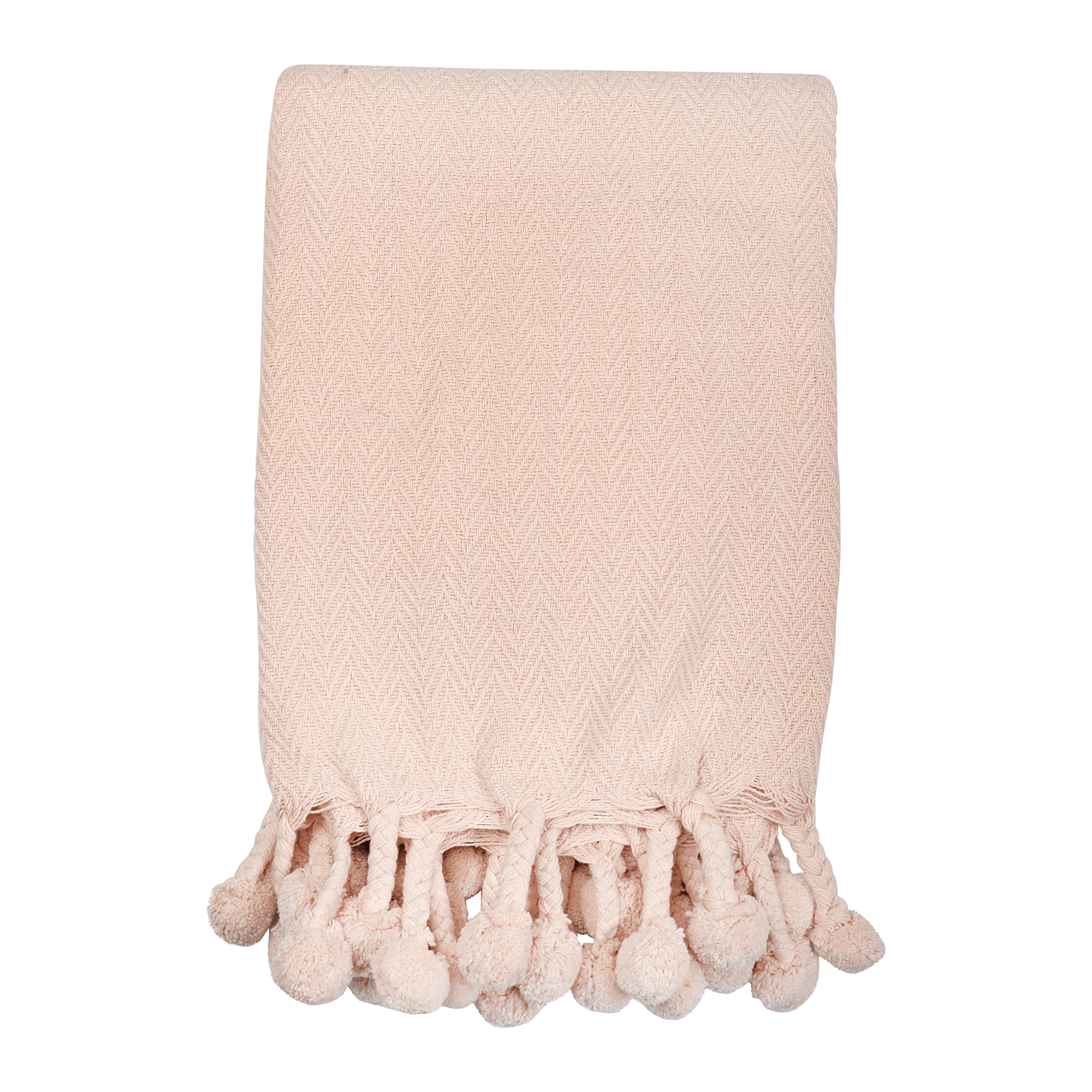 Woven Cotton Pom Pom Throw - Image 0