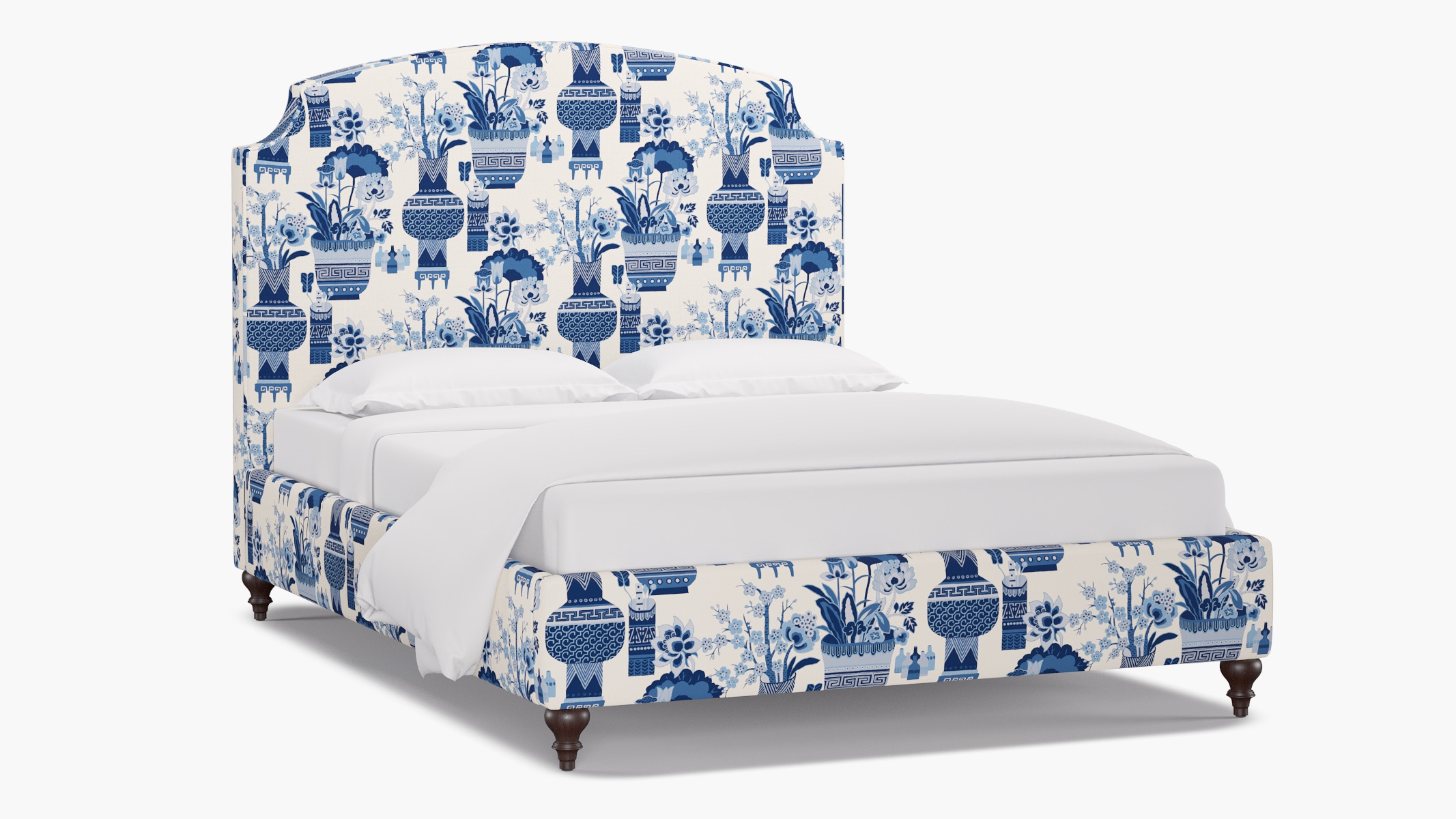 Cove Bed, Delft Kan-Shie, Espresso Traditional Turned Leg, Full - Image 1
