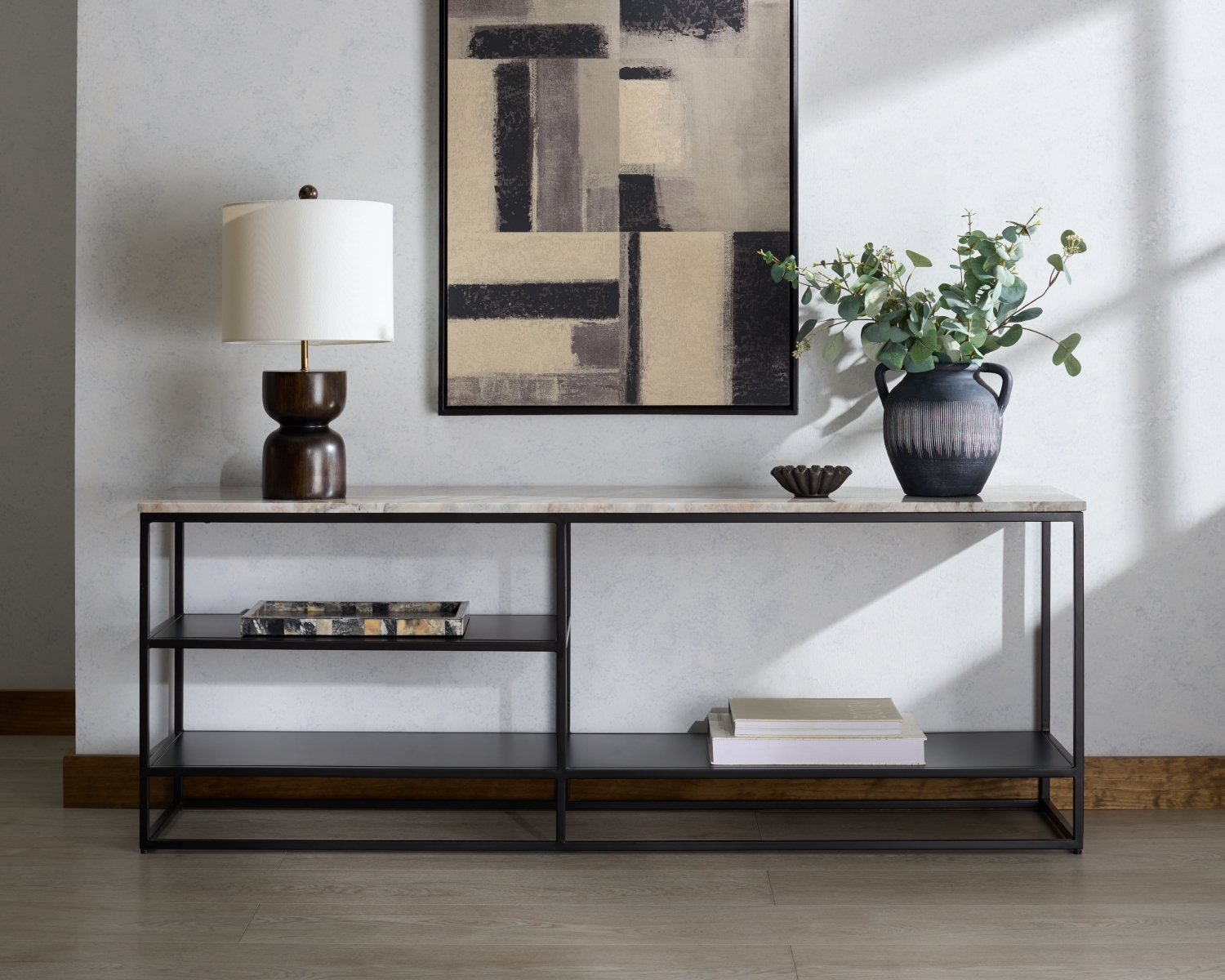 Macklyn Marble Console Table - Light Brown / Black - Image 1