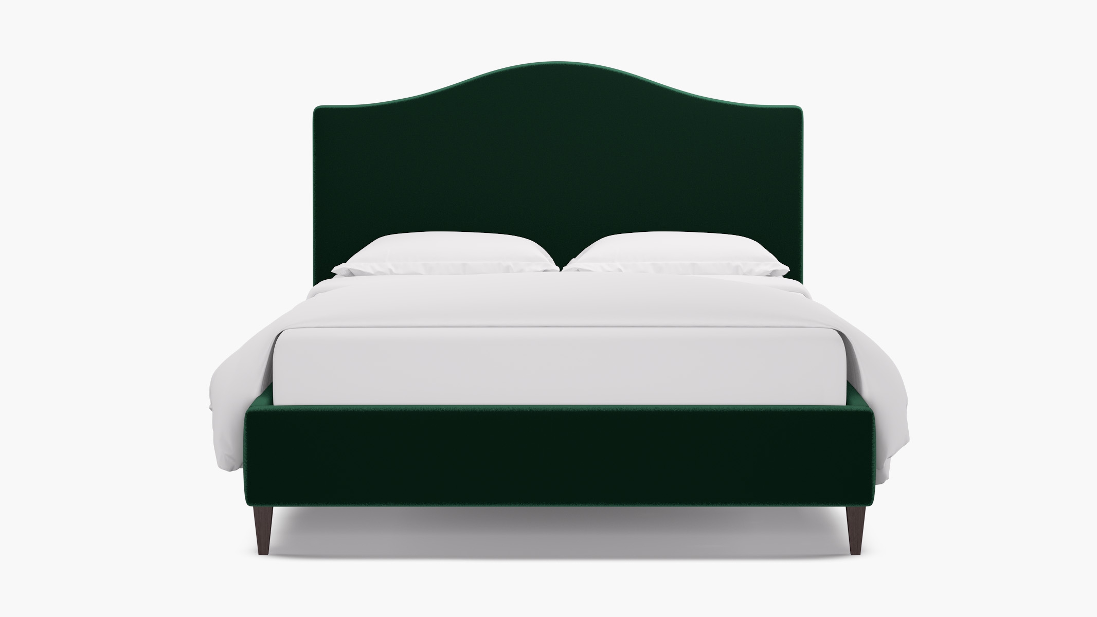 Camelback Bed, Spruce Performance Plush Velvet, Espresso Square Tapered Leg, Twin - Image 0