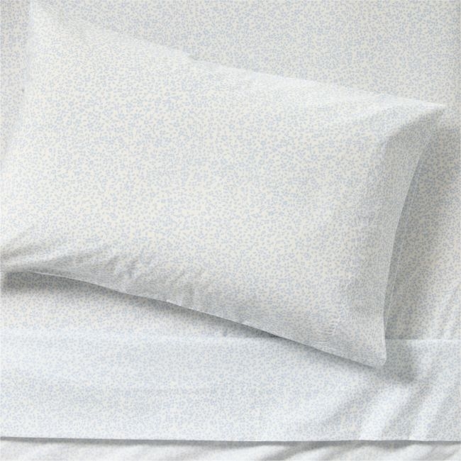 CozyCloud Organic Cotton Mini Floral Sky Blue Twin XL Sheet Set - Image 0