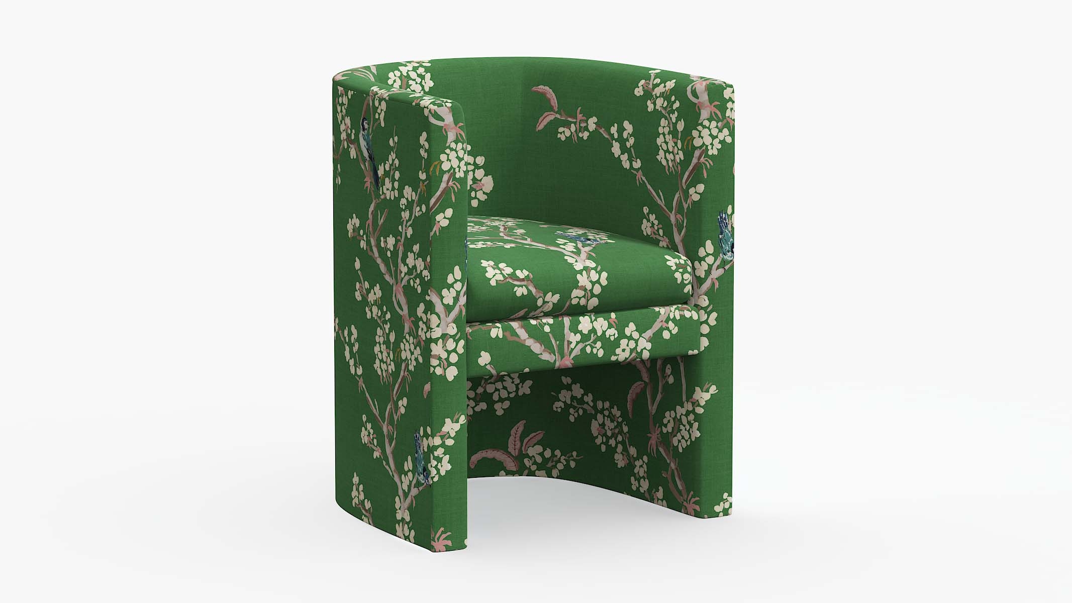 Barrel Back Dining Chair, Jade Cherry Blossom - Image 0