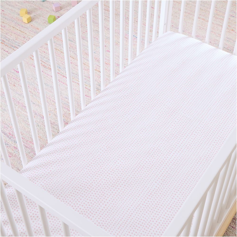 Falling Dot Crib Fitted Sheet, Yellow - Image 3