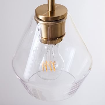 Sculptural Table Lamp Antique Brass Clear Glass Geo (21") - Image 2