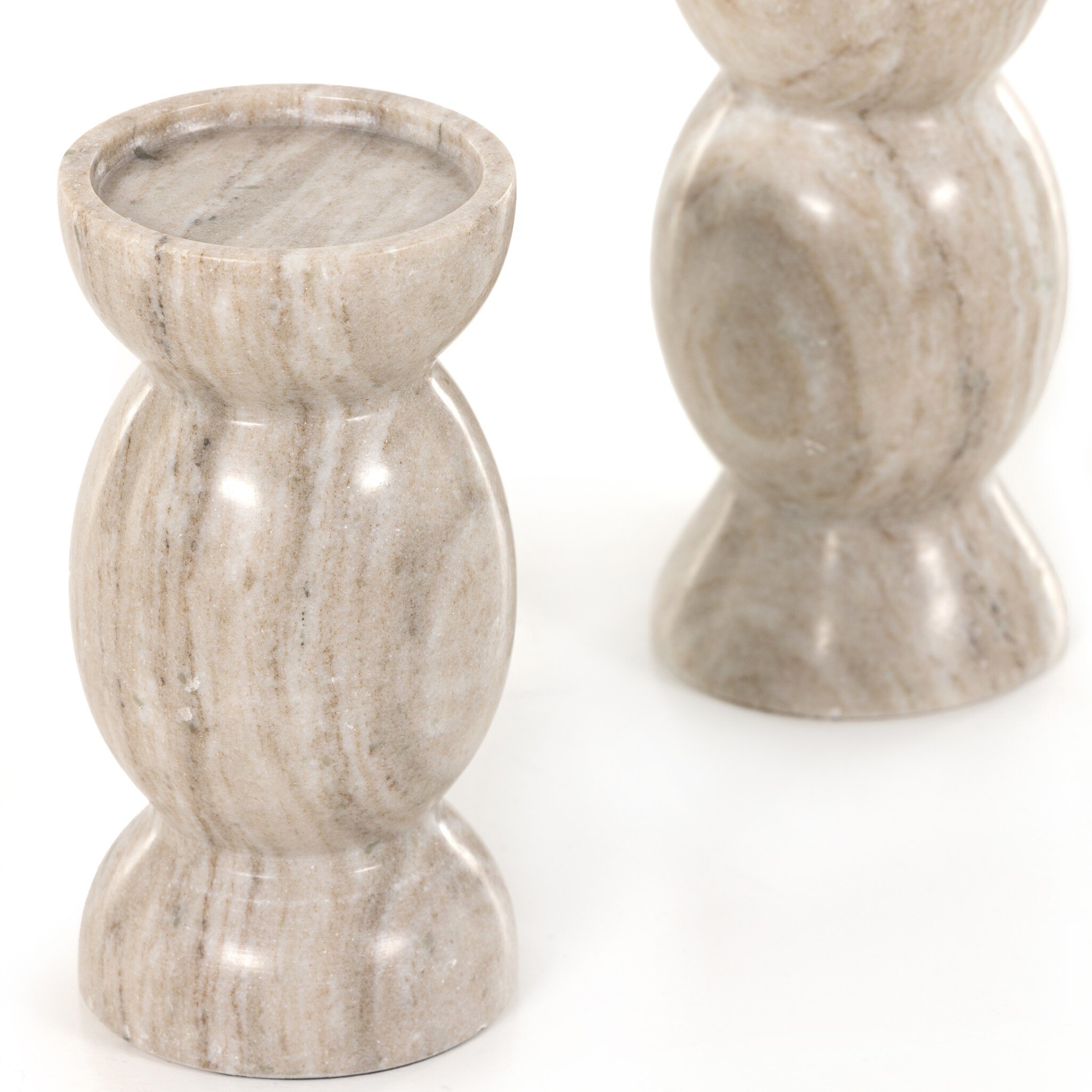 Kivu Pillar Candle Holder, Set Of 2 - River Grey Marble - Image 8