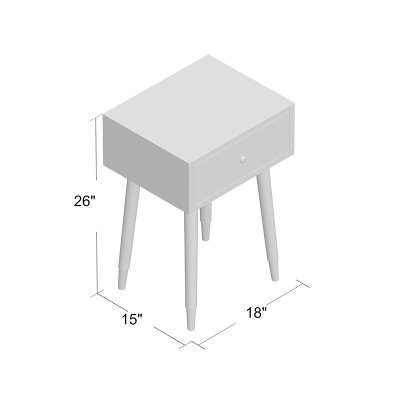 Wojciech 1 Drawer Solid Wood Nightstand - Image 9