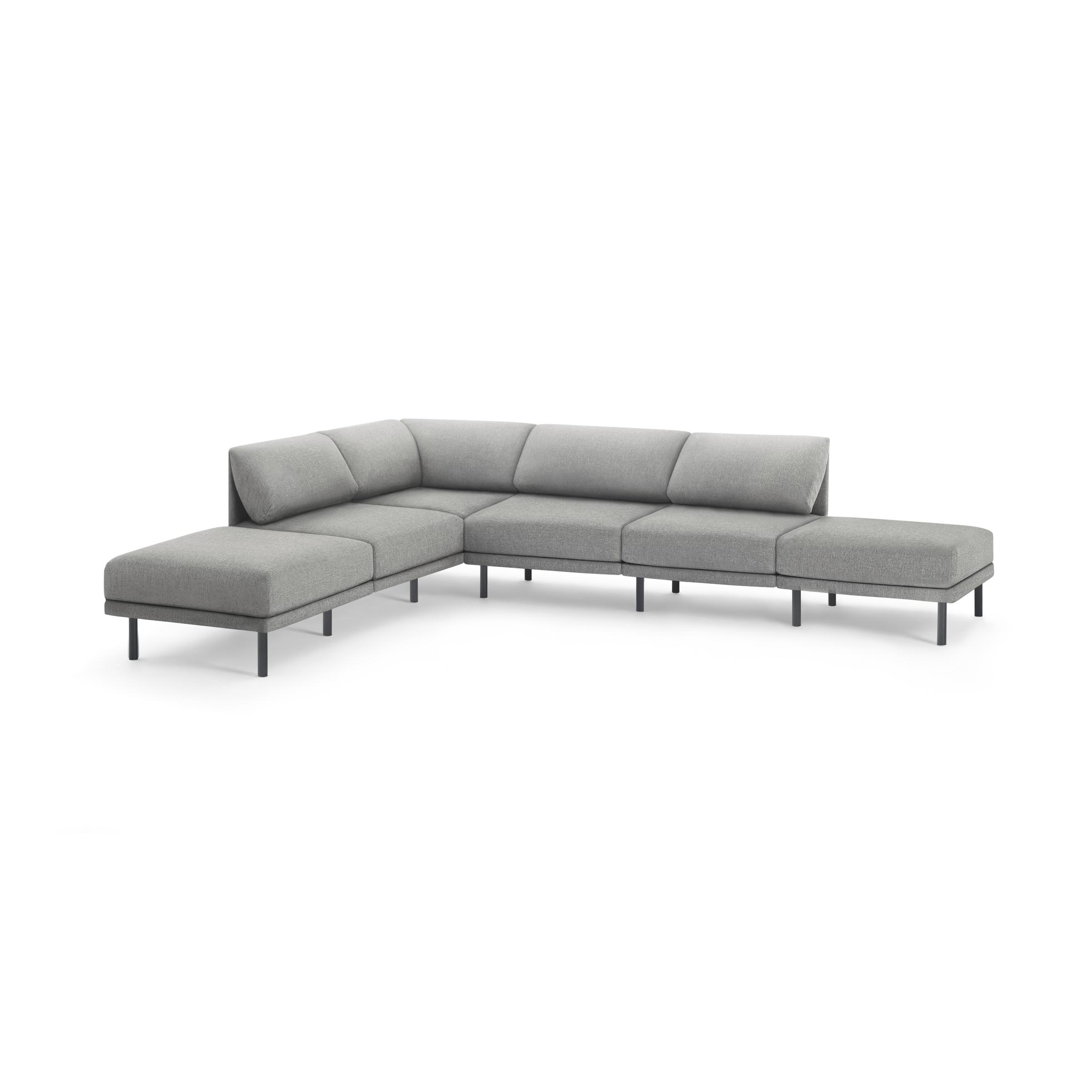 Range 6-Piece Open Sectional Double Lounger in Stone Gray - Image 0