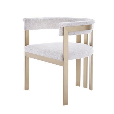 Gamaliel Wool Velvet Slat Back Arm Chair in Beige - Image 0