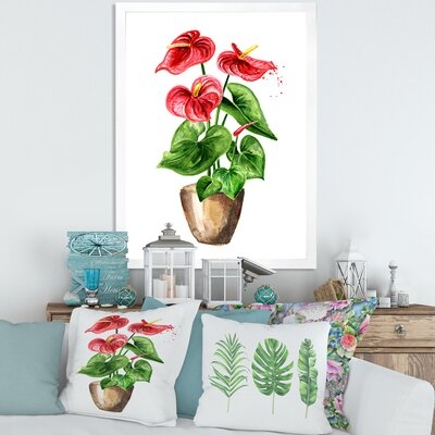 Anthurium Tailflower Or Flamingo Flower In The Pot - Traditional Canvas Wall Art Print FDP35476 - Image 0
