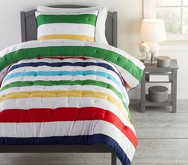 Rugby Stripe Comforter, Twin, Navy - Image 3