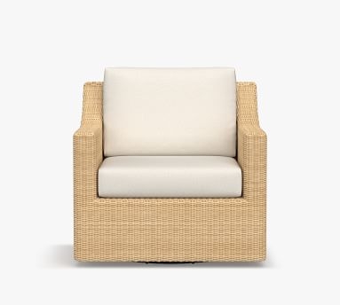 Hampton All-Weather Wicker Swivel Lounge Chair with Cushion, Sand - Image 1