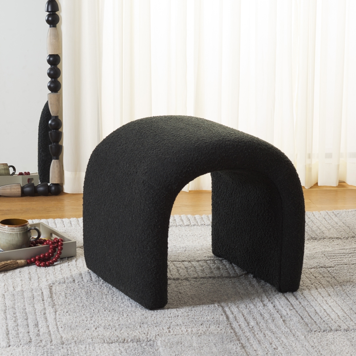 Kibo Ottoman - Black - Safavieh - Image 1