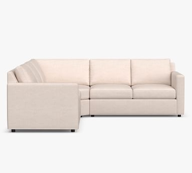 Sanford Square Arm Upholstered 3-Piece L-Shaped Wedge Sectional, Polyester Wrapped Cushions, Performance Heathered Basketweave Platinum - Image 3