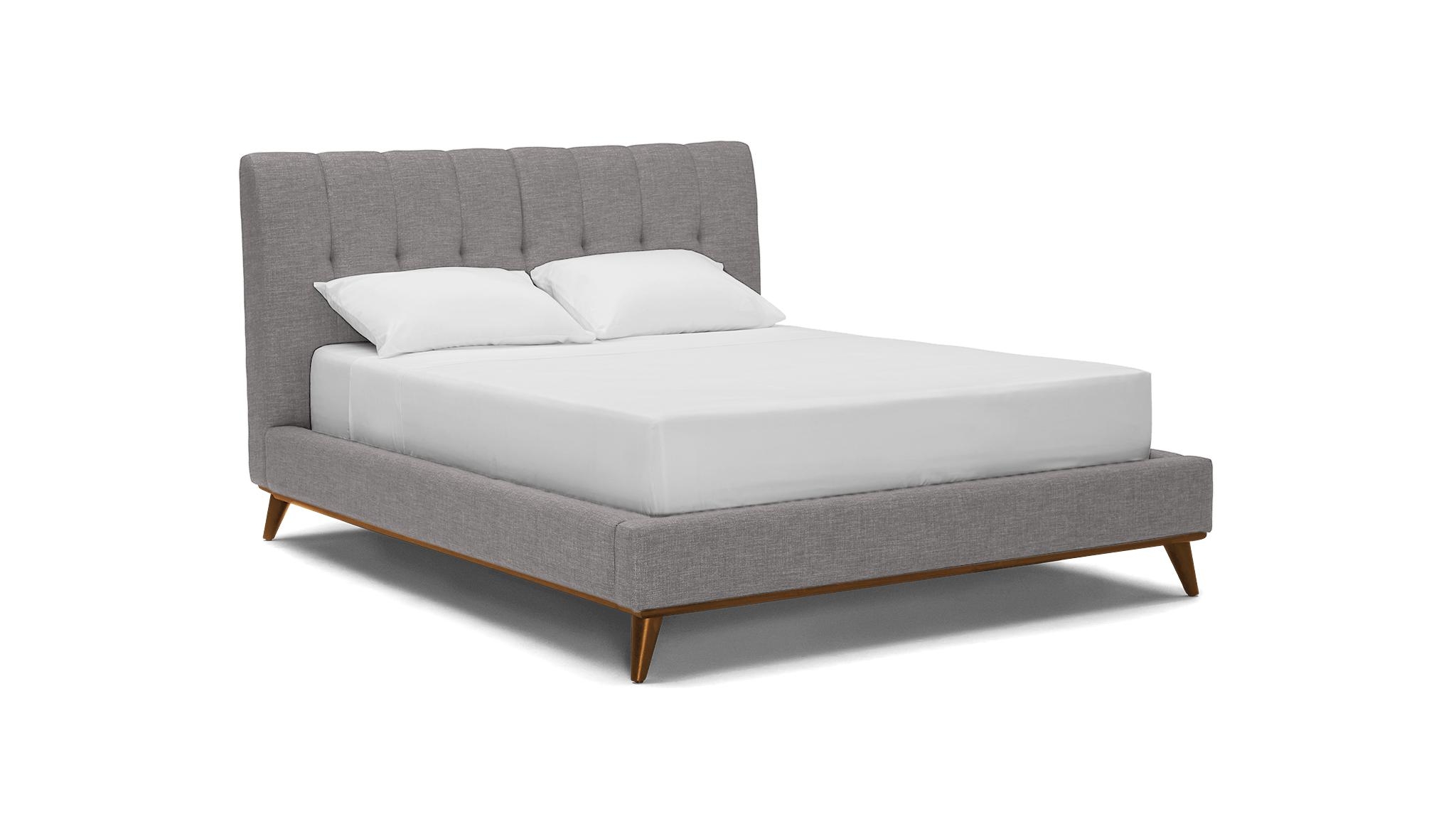 Gray Hughes Mid Century Modern Bed - Taylor Felt Grey - Mocha - Cal King - Image 1