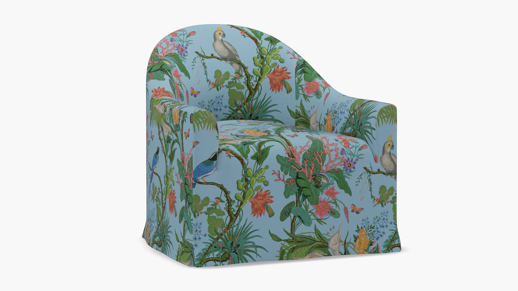 Slipcover Swivel Chair, Sky Cinque Terra - Image 1