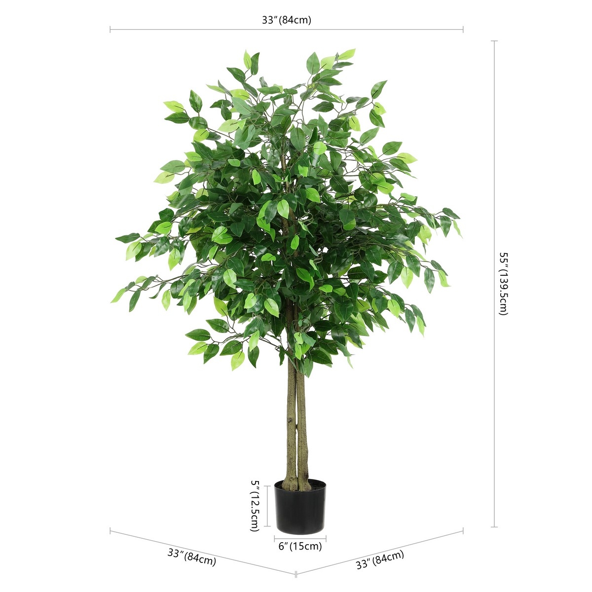 Safavieh Faux 55" Potted Bushficus Tree - Image 4