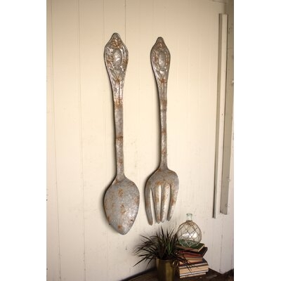 2 Piece Metal Fork and Spoon Wall Décor Set - Image 0