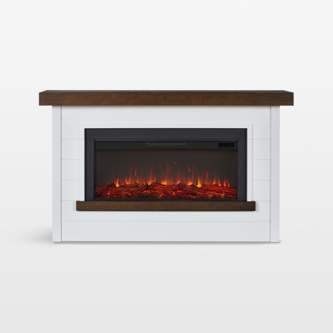 Brynwood White and Brown Wood Electric Fireplace - Image 0