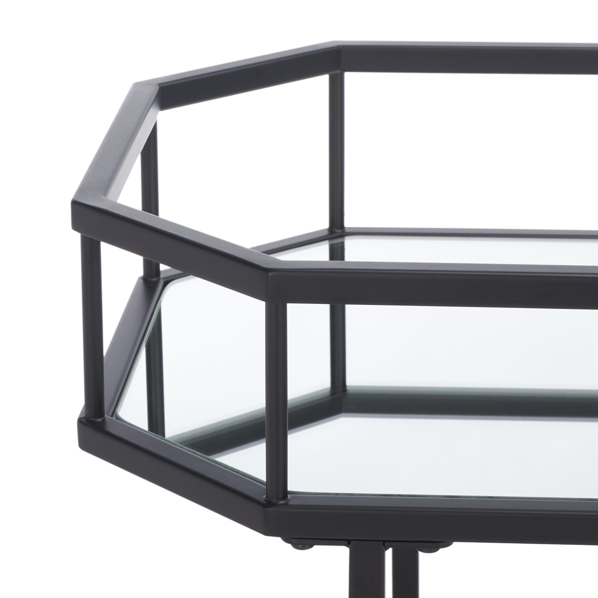 Silva 2 Tier Octagon Bar Cart - Matte / Black - Safavieh - Image 2