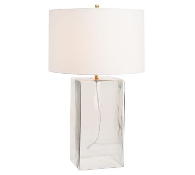 Blaine Recycled Glass Table Lamp with Medium Straight Sided Gallery Shade, White - Image 4