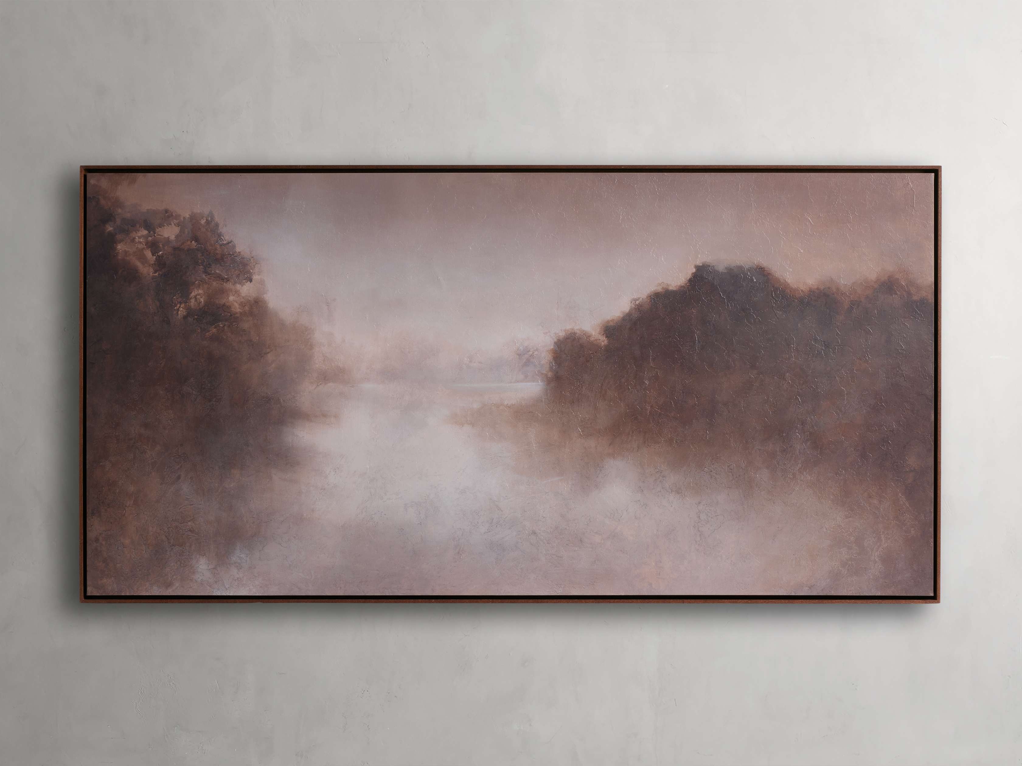 Misty Lake Framed Print in Wood 73" X 37" Brown - Image 0